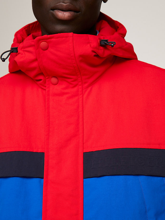 red kurtka portland th protect z blokami kolorów dla mężczyźni - tommy hilfiger