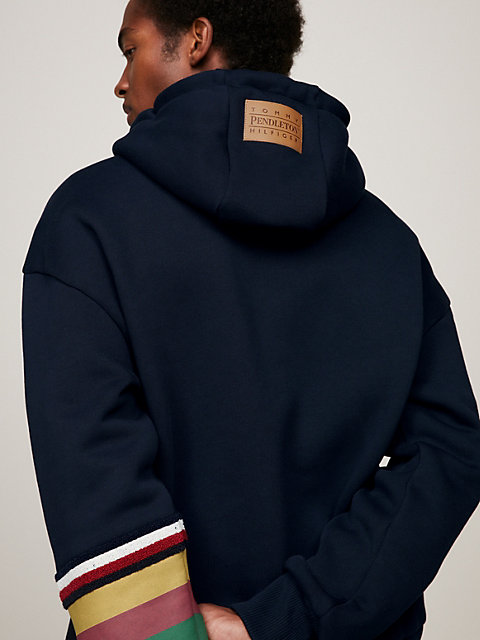 blue tommy x pendleton oversized fit hoodie mit new york stripe für herren - tommy hilfiger