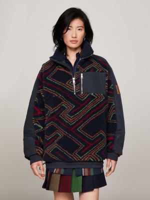 Tommy x Pendleton New York TH Monogram Fleece Anorak, BLUE