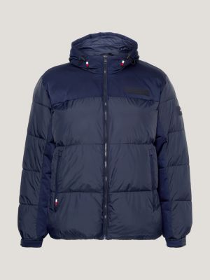 Tommy Hilfiger Chaqueta con capucha para hombre, Azul Combo Poly