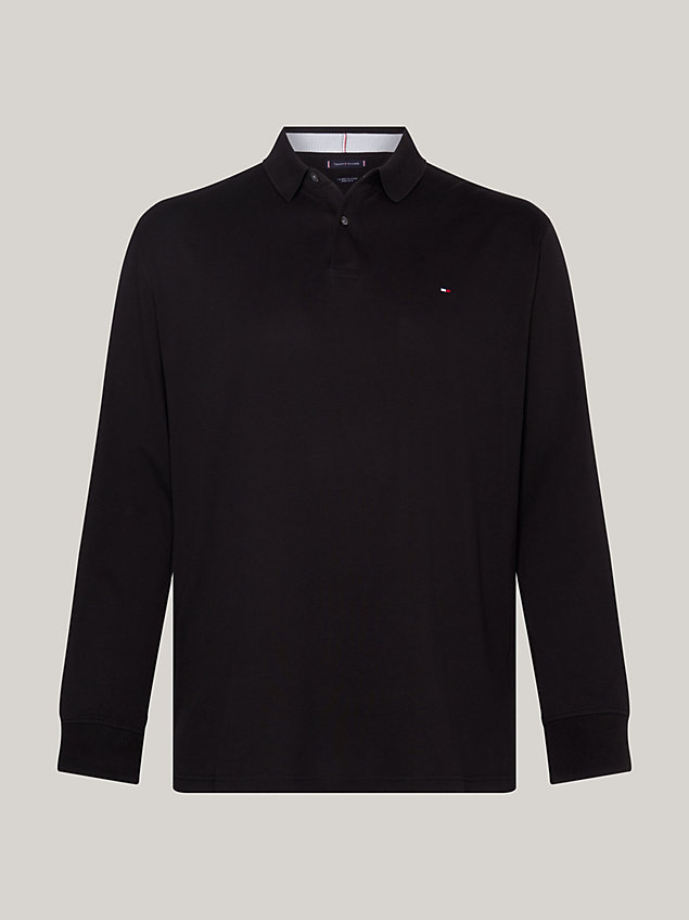 black plus 1985 collection regular fit long sleeve polo for men tommy hilfiger