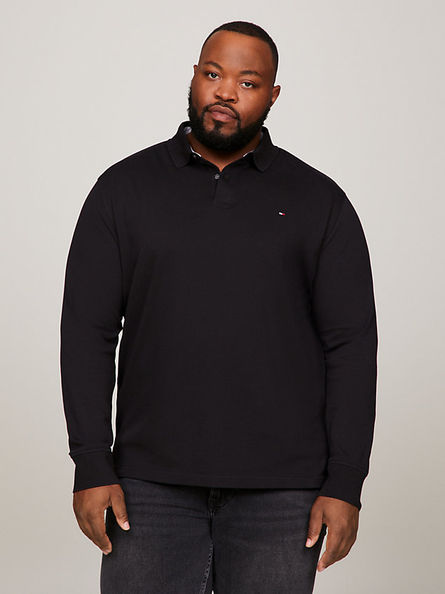 black plus 1985 collection regular fit long sleeve polo for men tommy hilfiger