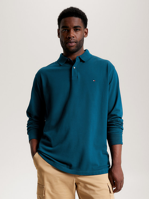 blue plus 1985 collection regular fit long sleeve polo for men tommy hilfiger