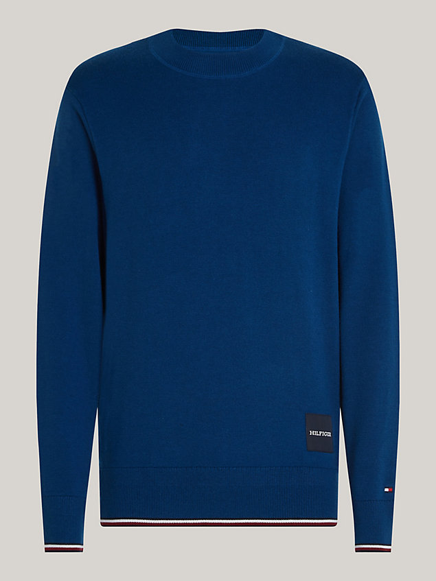 blue plus relaxed trui met monotype-logo voor heren - tommy hilfiger