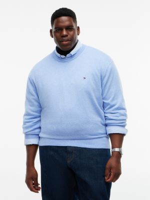 blue plus crew neck jumper with cashmere for men tommy hilfiger