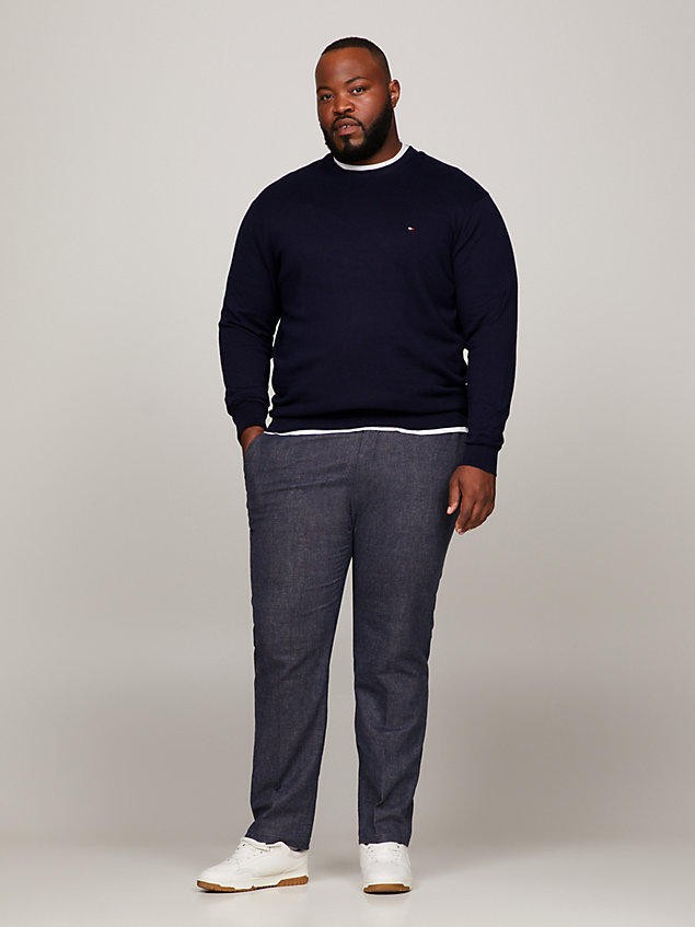 blue plus heathered knit regular fit jumper for men tommy hilfiger