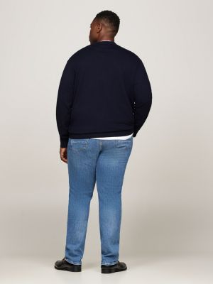 blue plus crew neck jumper with cashmere for men tommy hilfiger