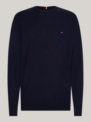 blue plus crew neck jumper with cashmere for men tommy hilfiger