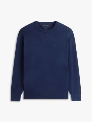 blue plus flag embroidery jumper with cashmere for men tommy hilfiger