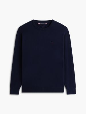 blue plus crew neck jumper with cashmere for men tommy hilfiger