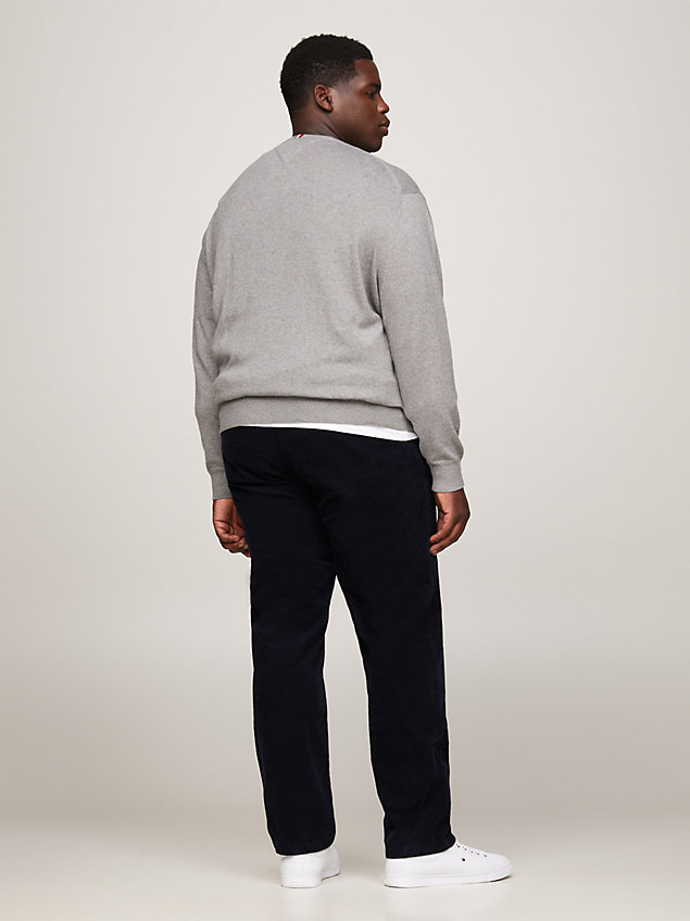 grey plus heathered knit regular fit jumper for men tommy hilfiger