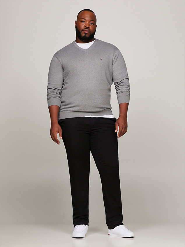 grey plus v-neck regular fit jumper for men tommy hilfiger