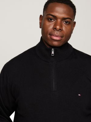 black plus half-zip jumper with cashmere for men tommy hilfiger