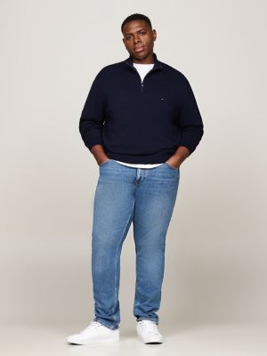 blue plus half-zip jumper with cashmere for men tommy hilfiger