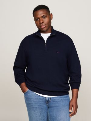 blue plus half-zip jumper with cashmere for men tommy hilfiger