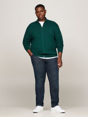 green plus zip-thru jumper with cashmere for men tommy hilfiger
