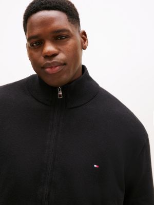 black plus zip-thru jumper with cashmere for men tommy hilfiger