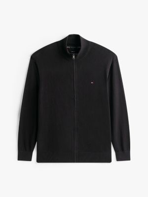 black plus zip-thru jumper with cashmere for men tommy hilfiger