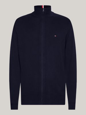 blue plus zip-thru jumper with cashmere for men tommy hilfiger