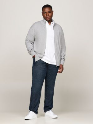 grey plus zip-thru jumper with cashmere for men tommy hilfiger