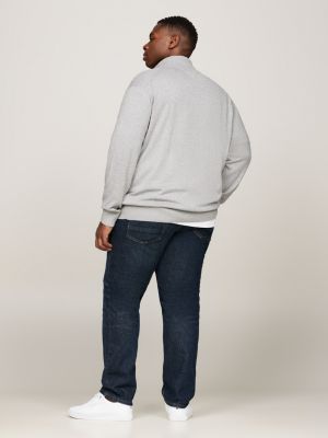 grey plus zip-thru jumper with cashmere for men tommy hilfiger