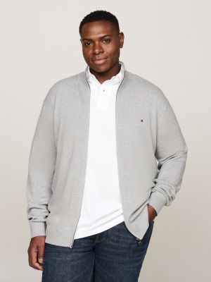 Plus Zip Thru Jumper with Cashmere Grey Tommy Hilfiger