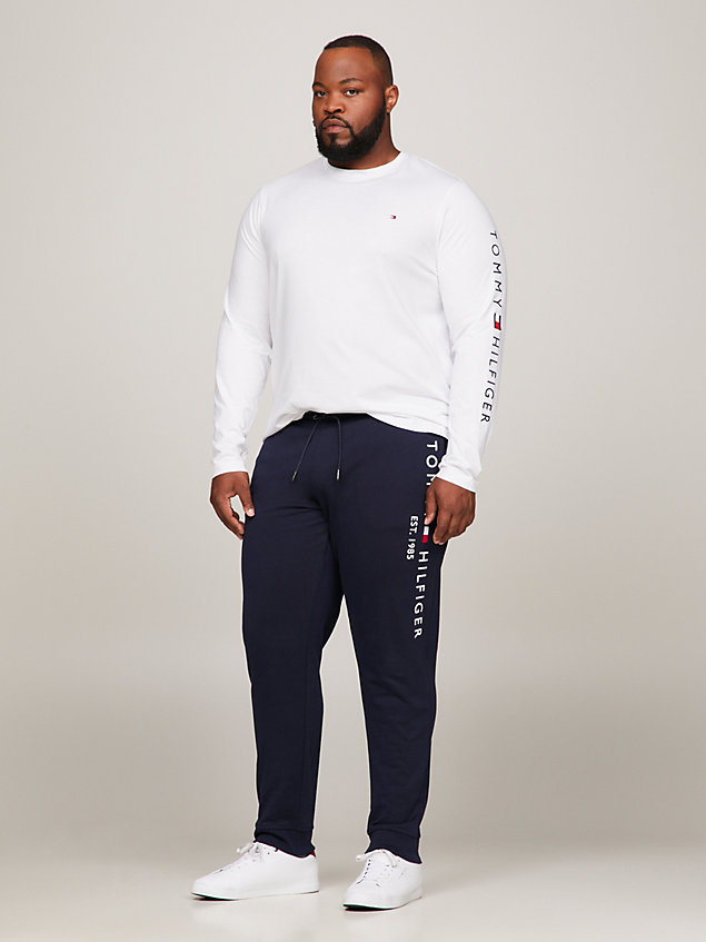 blue plus logo detail cuffed joggers for men tommy hilfiger