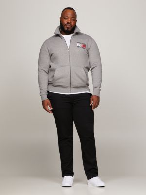 York New GREY | Plus Zip-Thru | Flag Tommy Sweatshirt Hilfiger