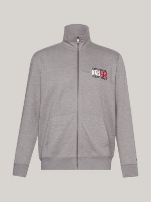 Plus New York Flag Zip-Thru Sweatshirt, Grey