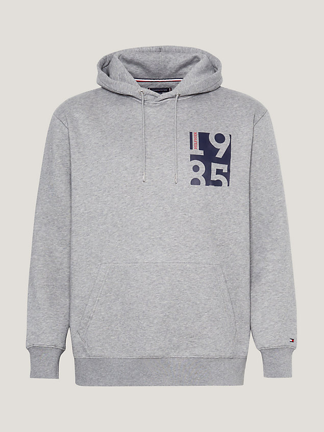 grey plus logo print hoody for men tommy hilfiger