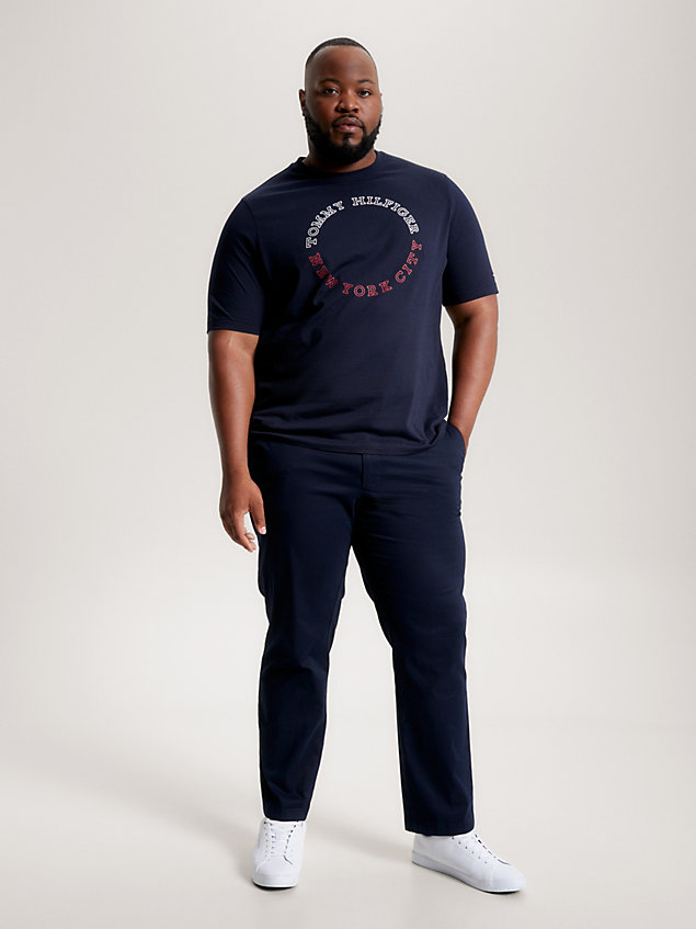 blue plus slim-fit t-shirt met monotype-logo voor heren - tommy hilfiger