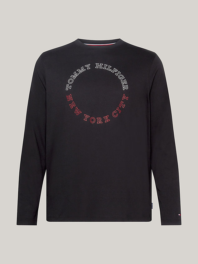 black plus hilfiger monotype long sleeve t-shirt for men tommy hilfiger