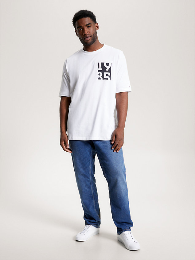 white plus logo print crew neck t-shirt for men tommy hilfiger