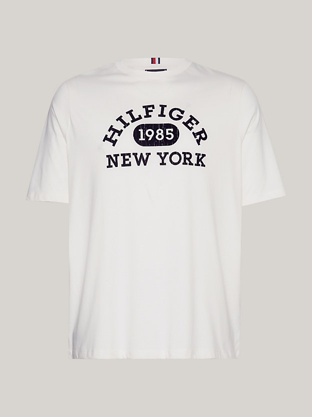white plus hilfiger monotype college logo t-shirt for men tommy hilfiger