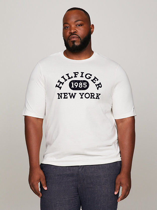 white plus hilfiger monotype college logo t-shirt for men tommy hilfiger
