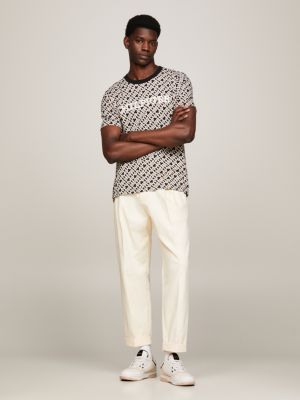 black jersey-t-shirt mit th-monogramm-print für herren - tommy hilfiger