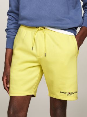 Drawstring Waist Straight Sweat Shorts, Yellow