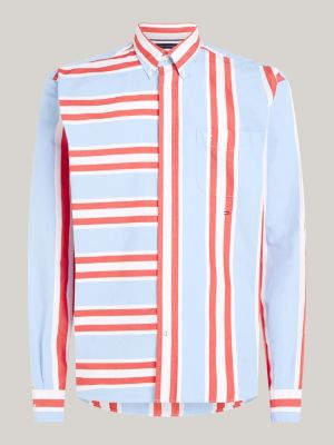 TOMMY HILFIGER Camisa de rayas color block de corte regular - BRIGHT WHITE  MULTI - TOMMY …