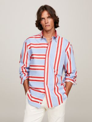 Tommy Hilfiger Blue Self Design Regular Fit Casual Shirt - Buy