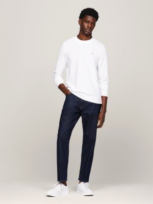 white langarmshirt mit waffelstruktur für herren - tommy hilfiger