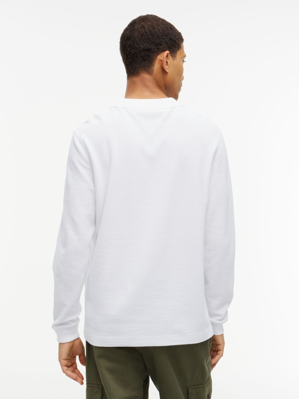 Waffle Knit Long Sleeve T-Shirt — White