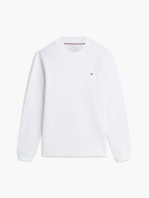 white waffle knit long sleeve t-shirt for men tommy hilfiger