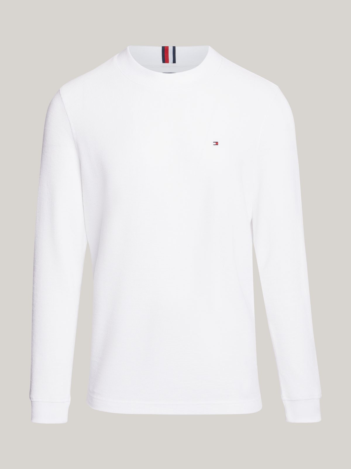 Waffle Knit Long Sleeve T-Shirt — White