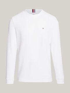 Waffle Knit Long Sleeve T-Shirt — White 8