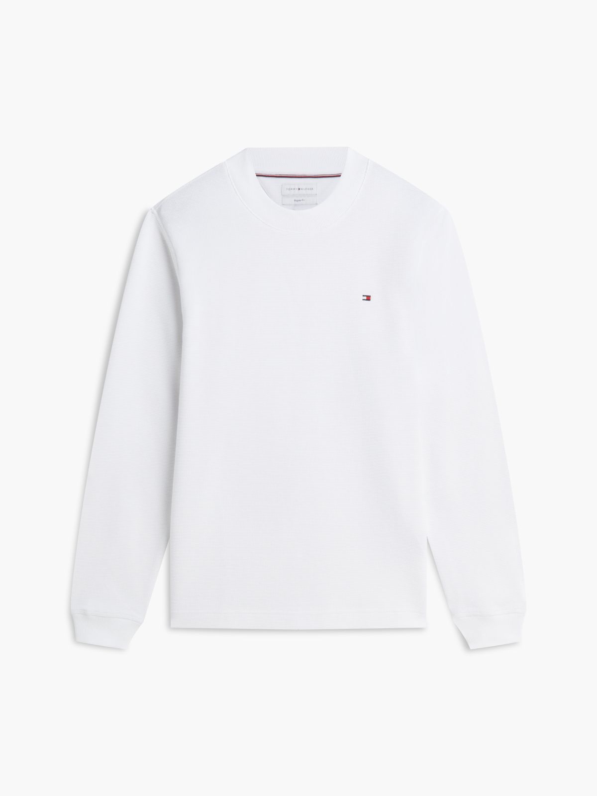 Waffle Knit Long Sleeve T-Shirt — White