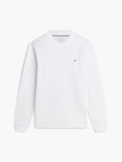 Waffle Knit Long Sleeve T-Shirt — White 9