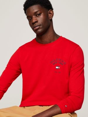 Red long sleeve tommy hilfiger best sale shirt