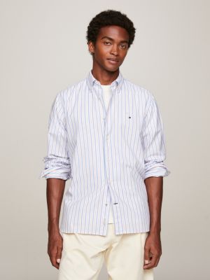 Stripe Band Collar Shirt Beige Tommy Hilfiger