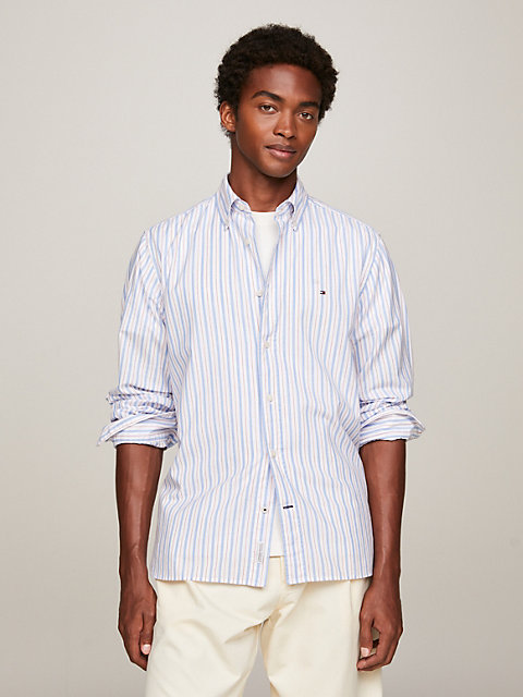 blue vertical stripe regular fit shirt for men tommy hilfiger
