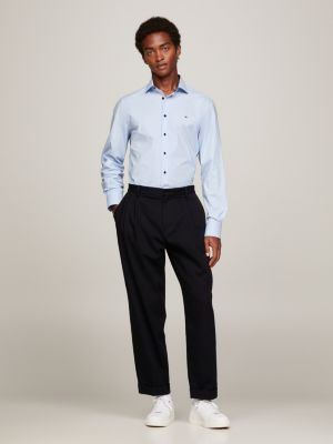 Contrast Collar Slim Fit Poplin Shirt | Blue | Tommy Hilfiger